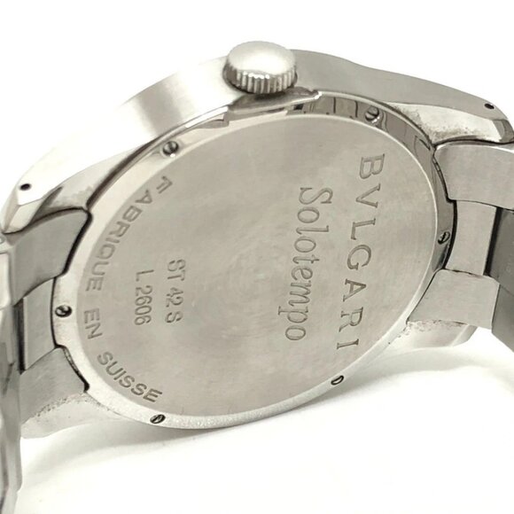 BVLGARI ST42S Solo tempo Quartz Men\'s Watch Round Wristwatch SS Silver main image 8